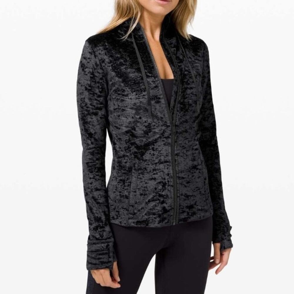 Lululemon Hooded Define Jacket Crushed Velvet Night Sea Navy Blue Size 4